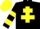 Silk - BLACK, yellow cross of lorraine, hooped sleeves, yellow cap