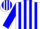 Silk - White, Blue Bell in Blue Block Frame, Blue Stripes on Sleeves, White Ca