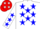 Silk - White, Red Texas Emblems,Blue Stars & White Texas Emble