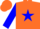 Silk - Orange, Red 'R' on Blue Star, Blue Bands on Sleeves
