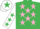 Silk - Emerald Green, Pink stars, White sleeves, Emerald Green stars, White cap, Emerald Green star