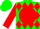 Silk - Green, green 'K' on red disc, red diamonds, red sleeves, r