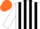 Silk - White, orange and black stripes, orange cap