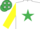 Silk - White, Emerald Green star, Yellow sleeves, Maroon cap, White stars