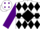 Silk - White, Purple and Black Diamond Hoop, Black Diamonds on Purple sleeves