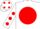 Silk - WHITE, red disc, red spots on sleeves, white cap, red spots