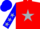 Silk - Red, silver star, blue sleeves, silver stars on blue cap