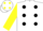 Silk - WHITE, black spots, yellow sleeves, white cap, yellow spots