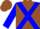 Silk - Brown, blue cross belts, blue bars on sleeves, brown cap