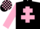 Silk - BLACK, pink cross of lorraine, pink sleeves, black armlet, check cap