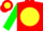 Silk - Red, Red 'M' in Yellow disc, Green Sleeves