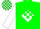 Silk - Green, Green 'KMAC' on White Diamond, Green Blocks on White Sleeves,