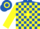 Silk - Royal Blue and Yellow Blocks, Yellow Diamond Hoop on sleeves