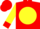 Silk - Red, Red 'EA' on Yellow disc on Back, Red Cuffs on Yellow Sleeves
