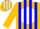 Silk - Gold, Blue 'TV' in White disc, Blue Stripes on Gold Sleeves