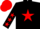 Silk - Black, Red star, stars on sleeves, Red cap