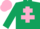 Silk - Dark Green, Pink Cross of Lorraine and cap