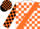 Silk - White and black diagonal halves, orange sash, black and orange blocks on s