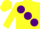 Silk - YELLOW, large purple spots, yellow sleeves & cap