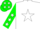Silk - White, Green 'P' in White Star, Green Sleeves, White Stars