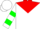 Silk - White, Red Yoke, Green 'RJC' and Bars on sleeves