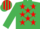 Silk - EMERALD GREEN, red stars, striped cap