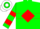 Silk - Forest Green, Red Diamond Frame, White Sleeves, Red Diamond Hoop,