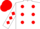 Silk - White, Red spots, diamonds on sleeves, Red cap