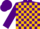 Silk - Purple and gold blocks, purple sleeves, purple cap