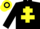 Silk - BLACK, yellow cross of lorraine, yellow armlet, hooped cap