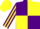Silk - PURPLE and YELLOW (quartered), striped sleeves, YELLOW cap