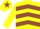 Silk - YELLOW, BROWN chevrons, YELLOW sleeves and cap, BROWN star