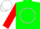 Silk - Green, White Circle , Orange 'RV', Red Sleeves, White Cap