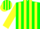 Silk - Green with M in Yellow on back, Green and Yellow Stripes on Sleeves