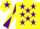 Silk - Yellow, Purple stars, Purple and Yellow diabolo on sleeves, Yellow cap, Purple star