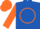 Silk - Royal Blue, Orange Circle and 'R', Orange Sleeves, Two Blue Hoops, Orange Cap, Blue