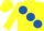 Silk - YELLOW, large royal blue spots, yellow cap