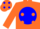 Silk - Orange, Orange 'R' in Blue disc, Orange spots on