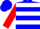 Silk - Blue, white hoops, white bars on red sleeves, white ca