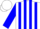 Silk - White, Blue Bell in Blue Block Frame, Blue Stripes on Sleeves, White Cap