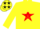 Silk - Yellow, White 'B' on Black Framed Red Star, Black Framed Yellow Stars on Red