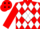 Silk - Red, Black 'BULL' on White Diamond, White Diamonds on Red Sleeves