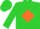 Silk - Lime Green, Orange Diamond in Center, Orange & Lime Gree