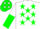 Silk - White, White 'C' on Green Stars, White & Green Halved Sleeves