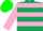 Silk - Dark Green, Light Green Shamrock, Two Pink Hoops on Sleeves, Green Cap, Pin