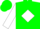 Silk - Green, Green 'B' in White Diamond, White Sleeves