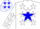 Silk - White, White 'JDS' on Blue Star, White Stars o