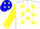 Silk - White, Blue 'HB', Blue & Yellow Stars On Back, Blue & Yellow Bars On sleeves