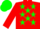 Silk - Red, Green Stars, Green Band on Red Sleeves, Green Cap