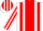 Silk - White, red center panel, white 'MR' on back, red stripes
